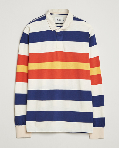Drake's Striped Flame Rugby Shirt White/Navy/Red – Flerfärgad
