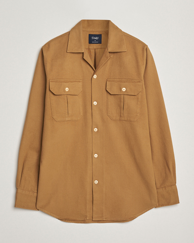 Drake's Brushed Twill Camp Collar Shirt Sand – Brun