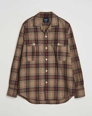 Drake's Wool Camp Collar Work Shirt Brown – Brun