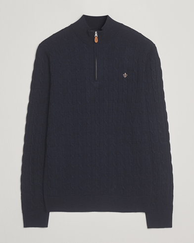 Herr | Morris | Morris Merino Cable Half Zip Navy