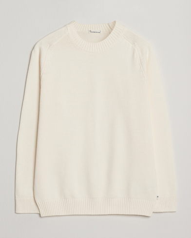 Herr | KnowledgeCotton Apparel | KnowledgeCotton Apparel Plain Knitted Cotton Crewneck Egret