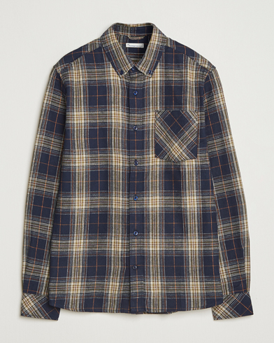 Herr | KnowledgeCotton Apparel | KnowledgeCotton Apparel Checked Flannel Shirt Navy/Green