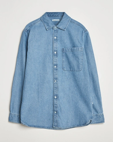 Herr | KnowledgeCotton Apparel | KnowledgeCotton Apparel Cotton Indigo Denim Shirt Light Blue