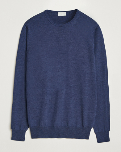 Morgano Extra Fine Merino Wool Crewneck Mid Blue – Blå
