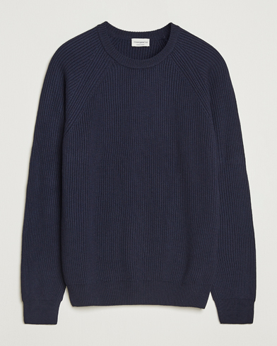 Herr | Morgano | Morgano Merino Knitted Fisherman Ribb Navy