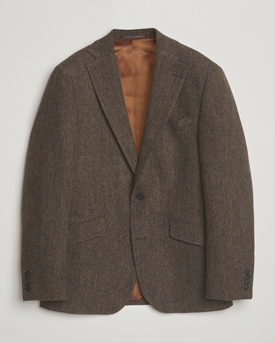Herr | Walker Slater | Walker Slater Edward Lambswool Herringbone Blazer Dark Brown