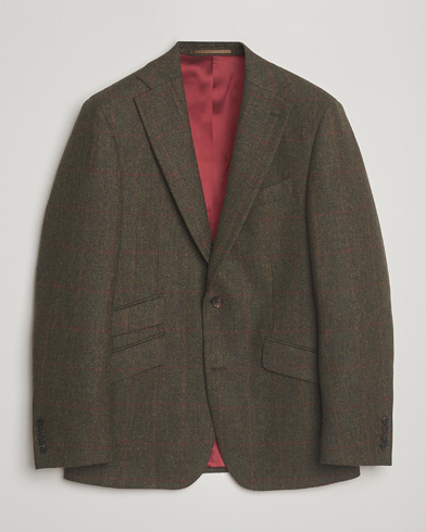 Herr | Walker Slater | Walker Slater Edward Lambswool Windowpane Blazer Dark Green