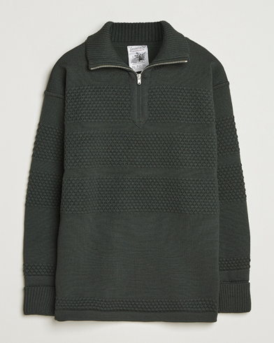 Herr | S.N.S. Herning | S.N.S. Herning Fisherman Wool Short Zip Dark Forest Green