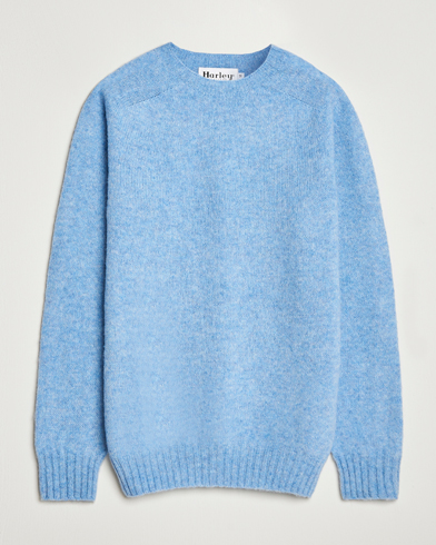 Herr | Harley Of Scotland | Harley Of Scotland Brushed Supersoft Lambswool Crewneck Glacier