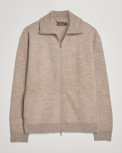 Herr | Morris | Morris Corke Knitted Zip Jacket Khaki