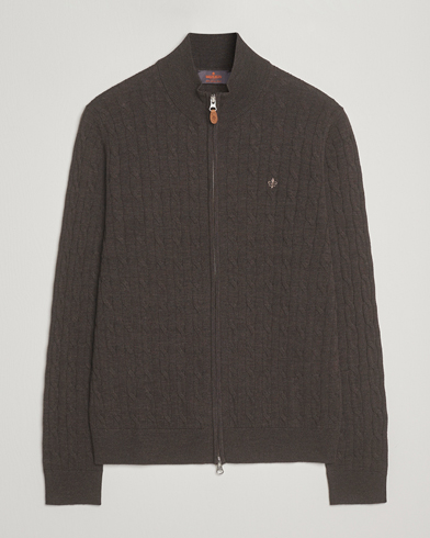 Herr | Morris | Morris Merino Cable Zip Cardigan Brown