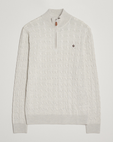 Herr | Morris | Morris Merino Cable Half Zip Off White