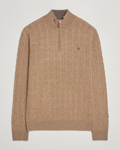 Herr | Morris | Morris Merino Cable Half Zip Camel