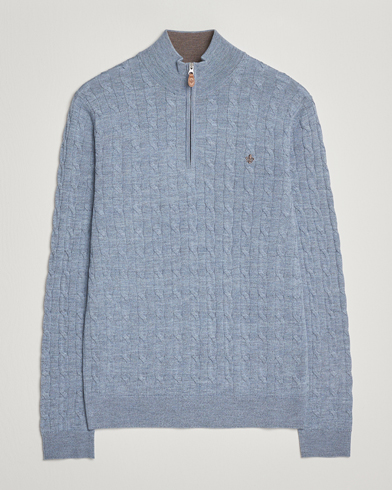 Herr | Morris | Morris Merino Cable Half Zip Blue
