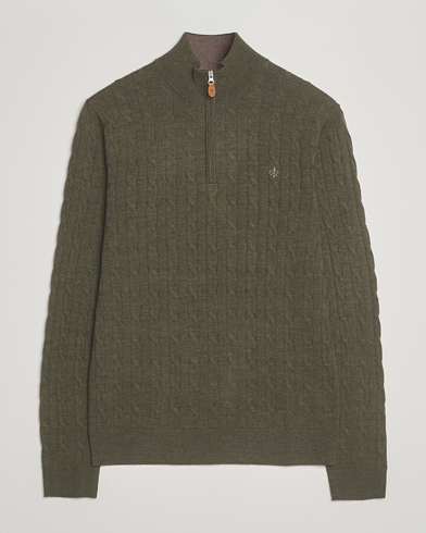 Herr | Morris | Morris Merino Cable Half Zip Olive