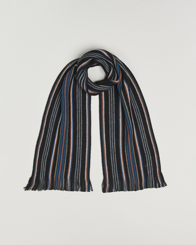 Herr | Paul Smith | Paul Smith Merino Wool Striped Scarf Black Multi