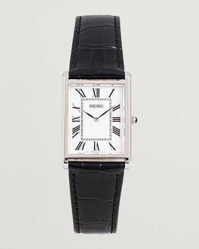 Herr | Seiko | Seiko Quartz Silver Leather 28mm White Dial