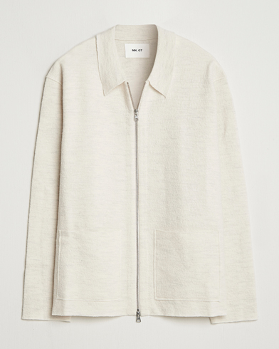 NN07 Jonas Boiled Wool Full Zip Ivory – Brun