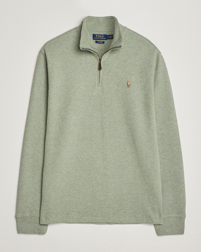 Polo Ralph Lauren Double Knitted Half Zip Greenery Heather – Grön