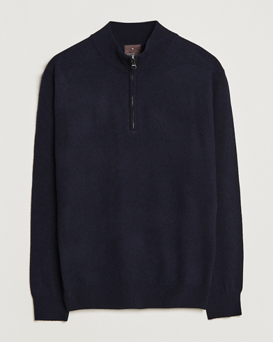 Herr | Oscar Jacobson | Oscar Jacobson Patton Wool Half-Zip Navy