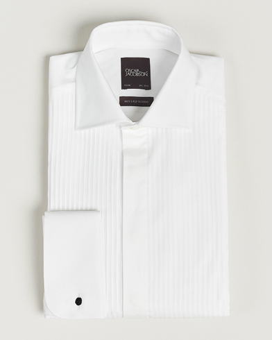 Herr | Oscar Jacobson | Oscar Jacobson Slim Fit Cut Away Tuxedo Double Cuff White