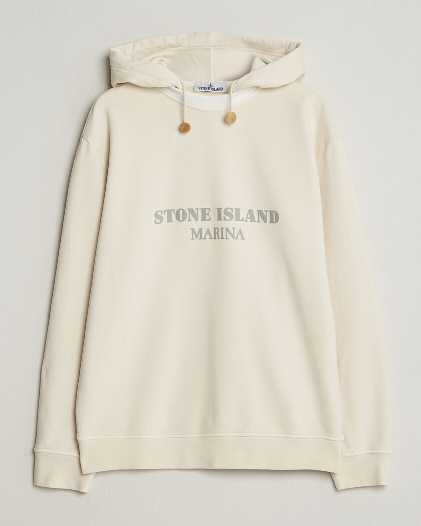 Stone Island Marina Cotton Fleece Hood Ivory – Vit