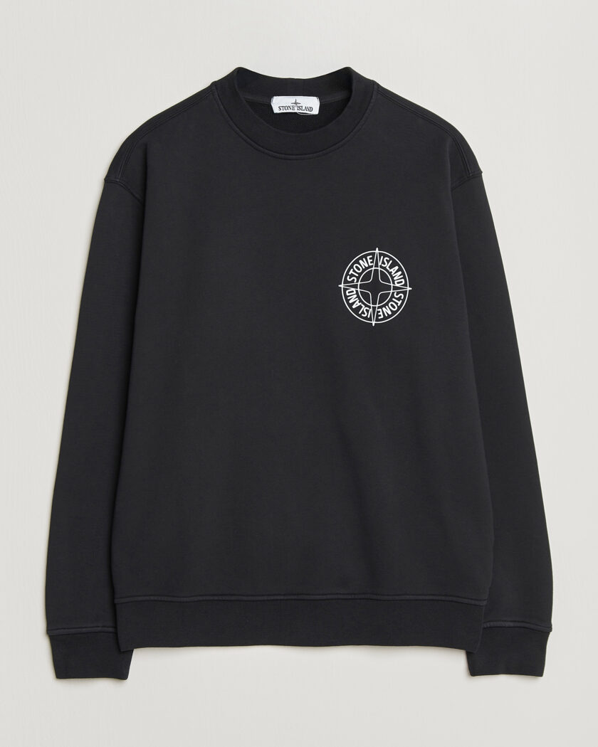 Stone Island Cotton Fleece Printed Logo Sweatshirt Black – Svart
