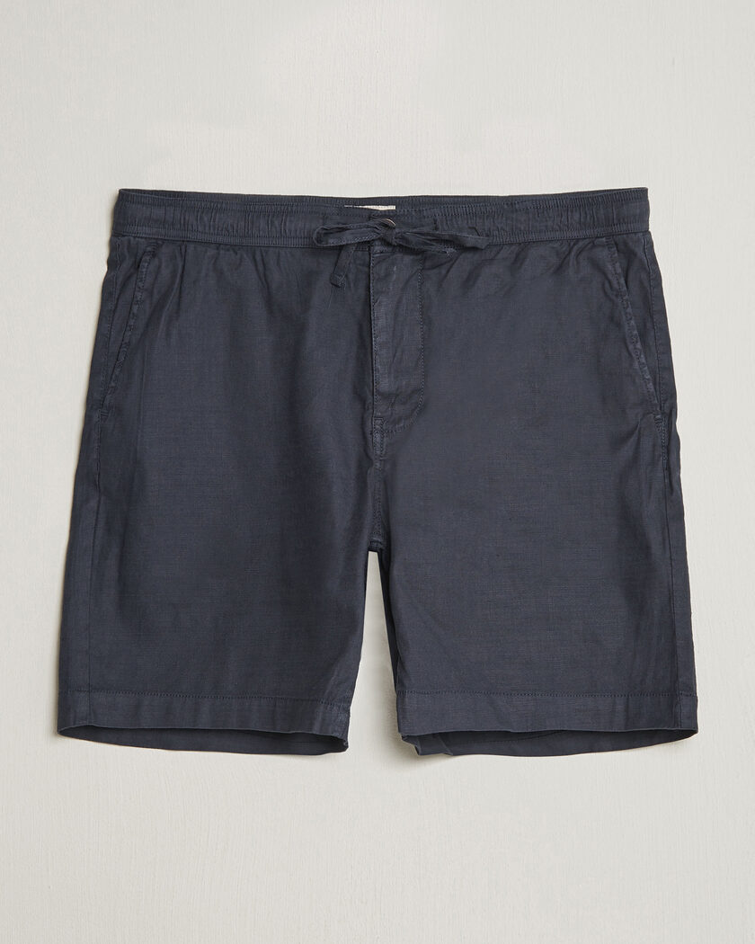 Morris Fenix Linen Shorts Dark Blue – Blå