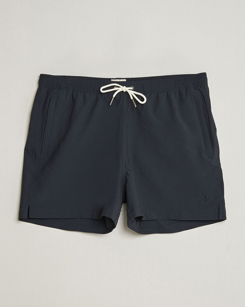 Morris Seersucker Bathing Trunks Dark Blue – Blå