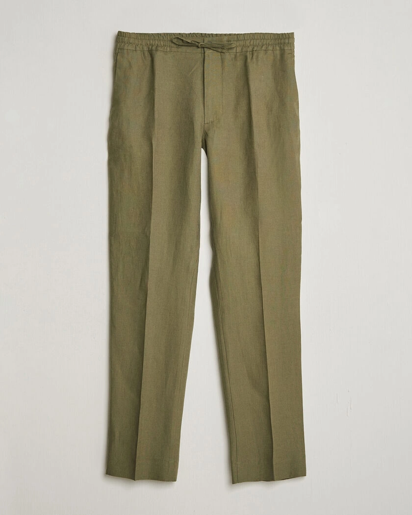 J.Lindeberg Soren Drape Linen Pants Kalamata – Grön