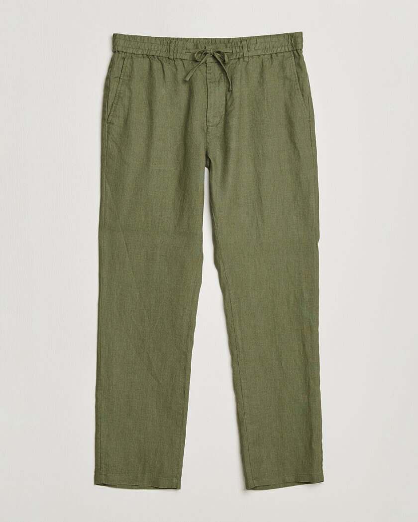 Gant Regular Fit Linen Drawstring Pants Dry Herb Green – Grön