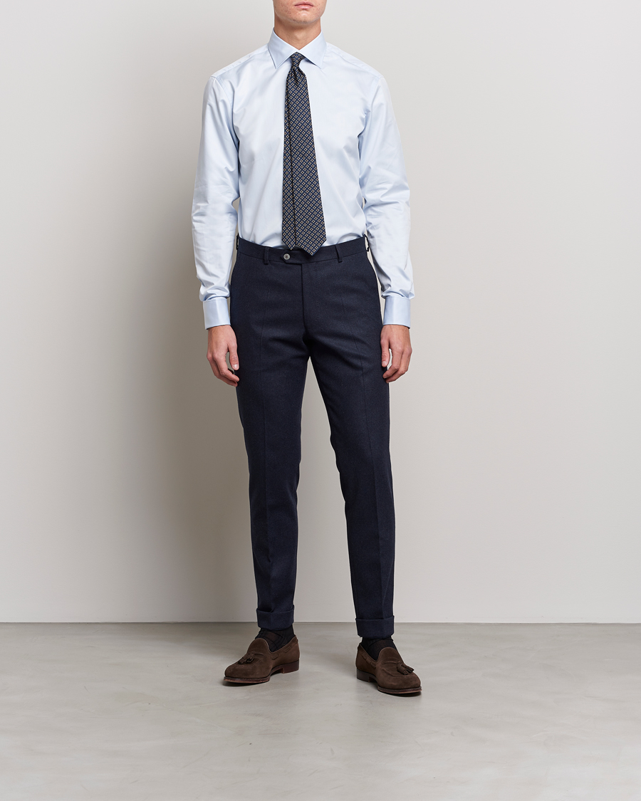 Herr | Businesskjortor | Stenströms | Fitted Body Shirt Double Cuff Blue