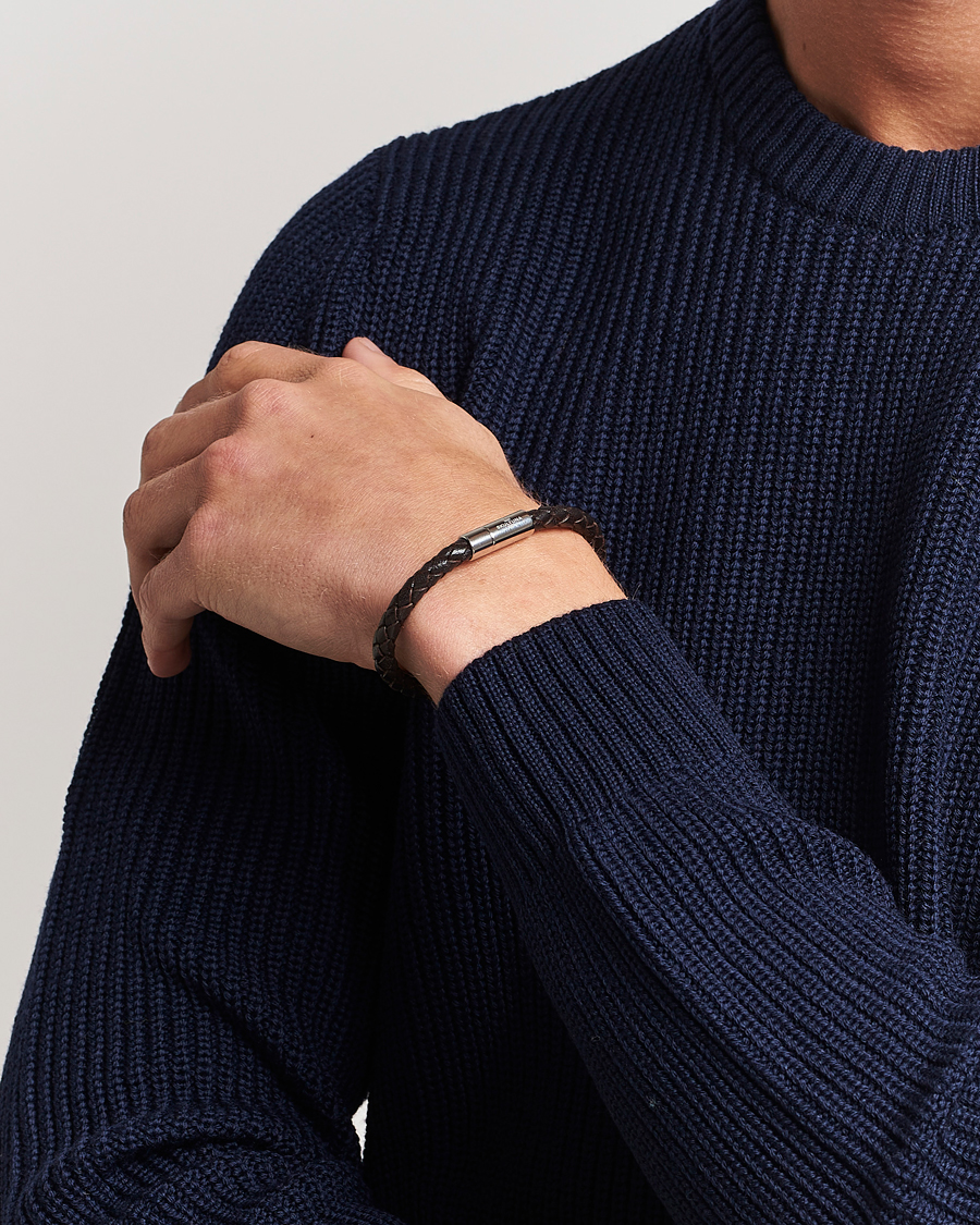 Herr | Armband | Skultuna | One Row Leather Bracelet Dark Brown Steel