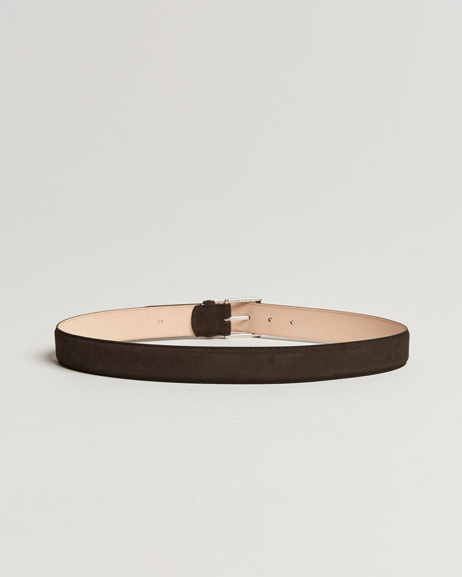 Herr | Crockett & Jones | Crockett & Jones | Belt 3,2 cm Dark Brown Suede