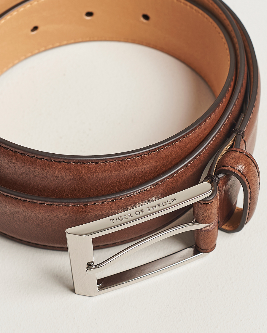 Herr | Accessoarer | Tiger of Sweden | Helmi Leather 3,5 cm Belt Brown
