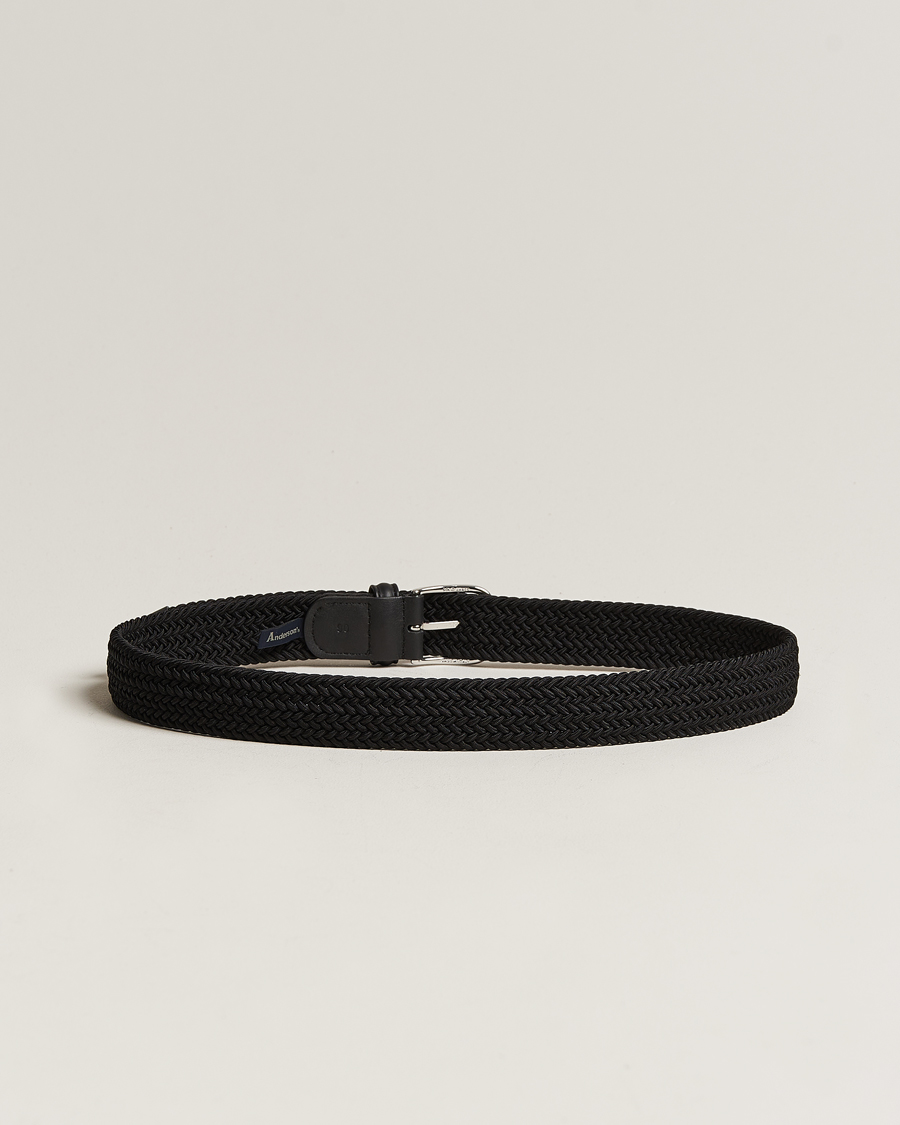 Herr | Anderson's | Anderson\'s | Stretch Woven 3,5 cm Belt Black
