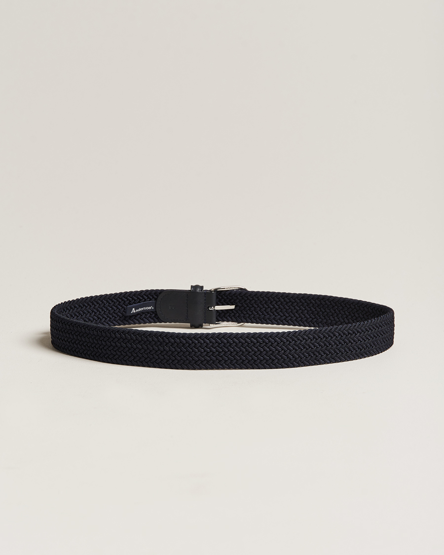 Herr | Anderson's | Anderson\'s | Stretch Woven 3,5 cm Belt Navy