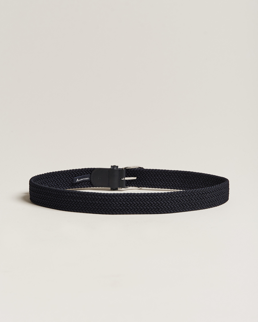 Herr | Bälten | Anderson\'s | Stretch Woven 3,5 cm Belt Navy