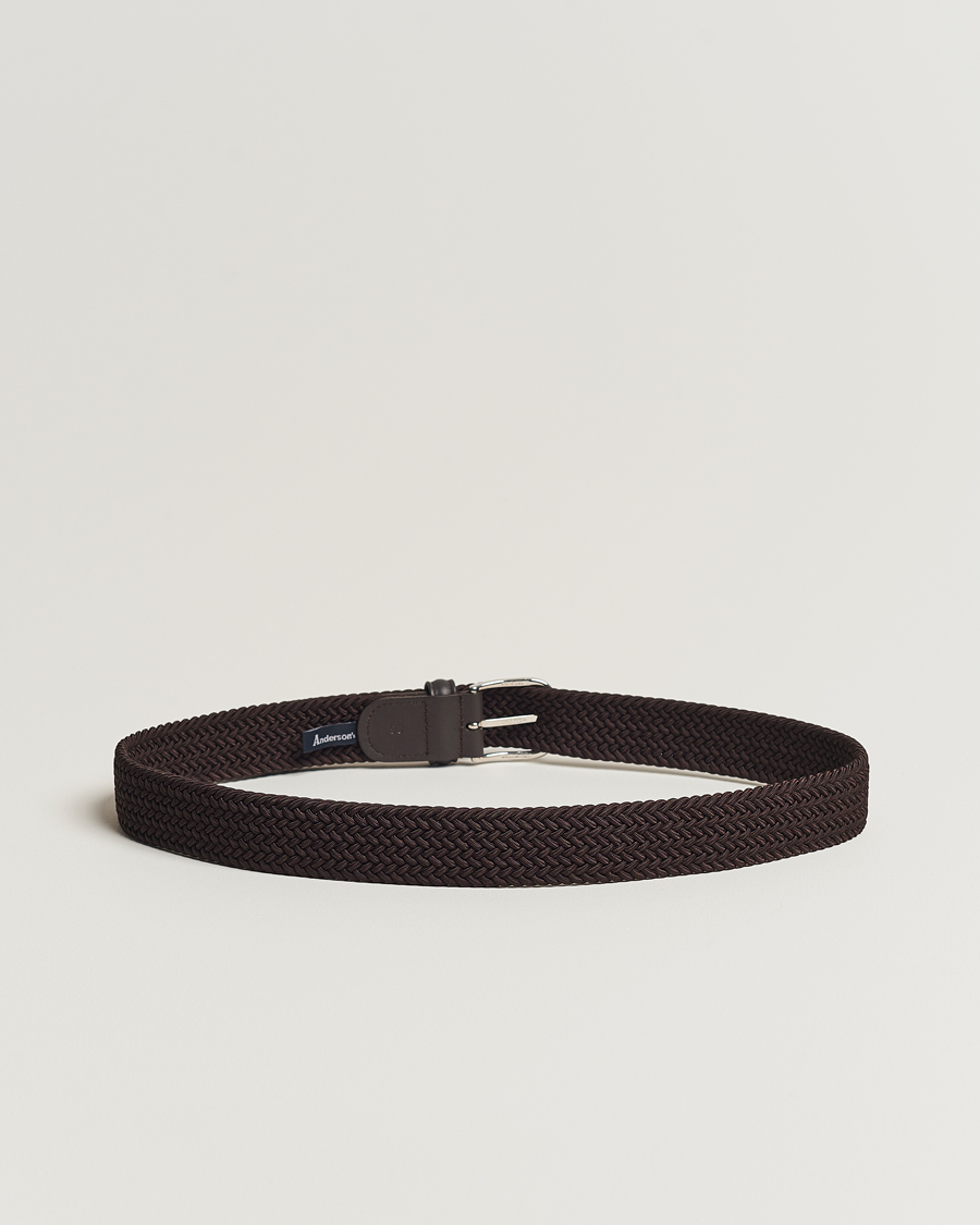 Herr | Bälten | Anderson\'s | Stretch Woven 3,5 cm Belt Brown