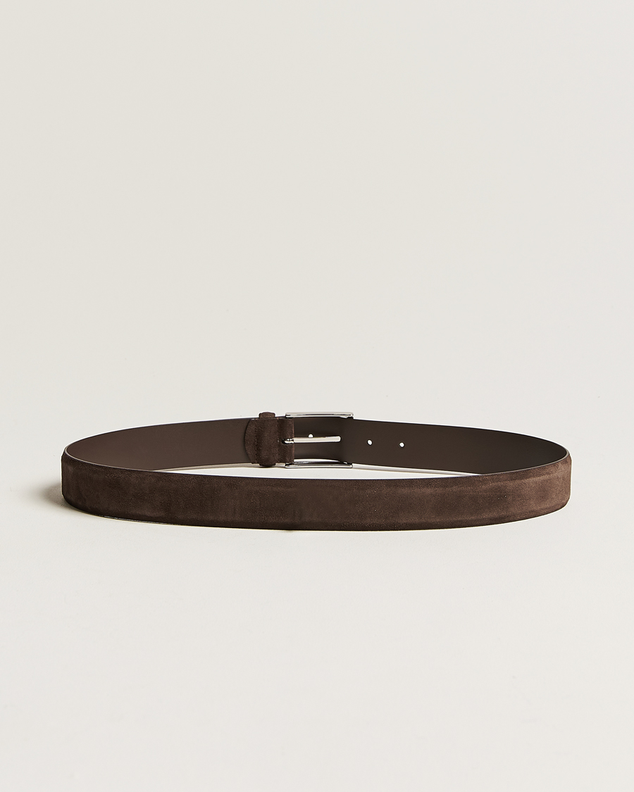 Herr | Kostym Bröllop | Anderson\'s | Calf Suede 3,5 cm Belt Dark Brown