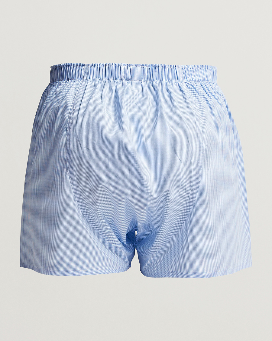 Herr | Kalsonger | Sunspel | Classic Woven Cotton Boxer Shorts Light Blue Gingham