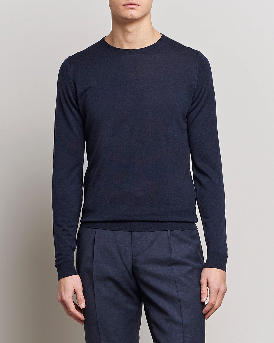 Herr | Tröjor | John Smedley | Lundy Extra Fine Merino Crew Neck Midnight