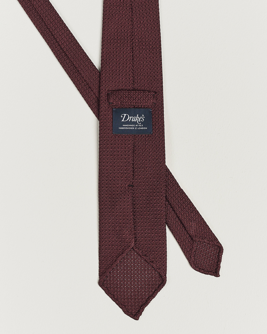 Herr | Accessoarer | Drake\'s | Silk Grenadine Handrolled 8 cm Tie Wine Red