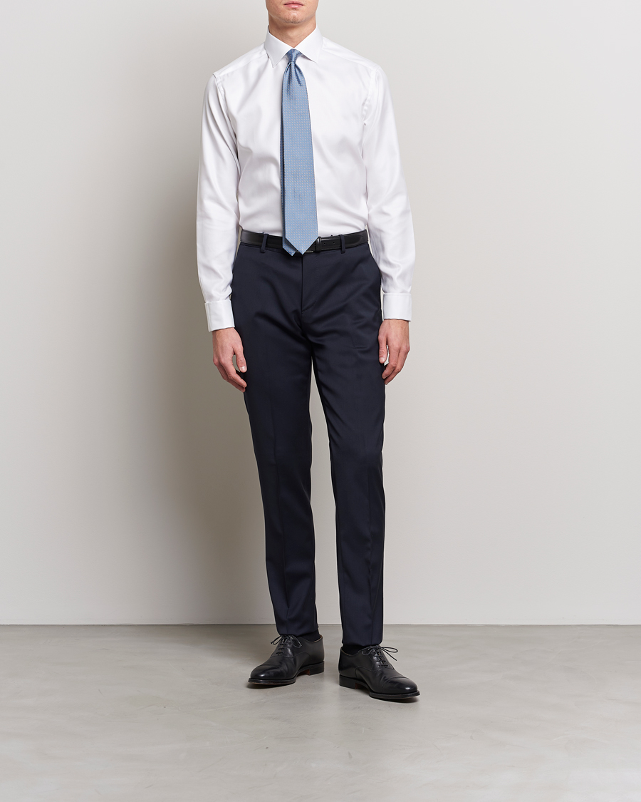 Herr | Businesskjortor | Eton | Slim Fit Twill Double Cuff Shirt White