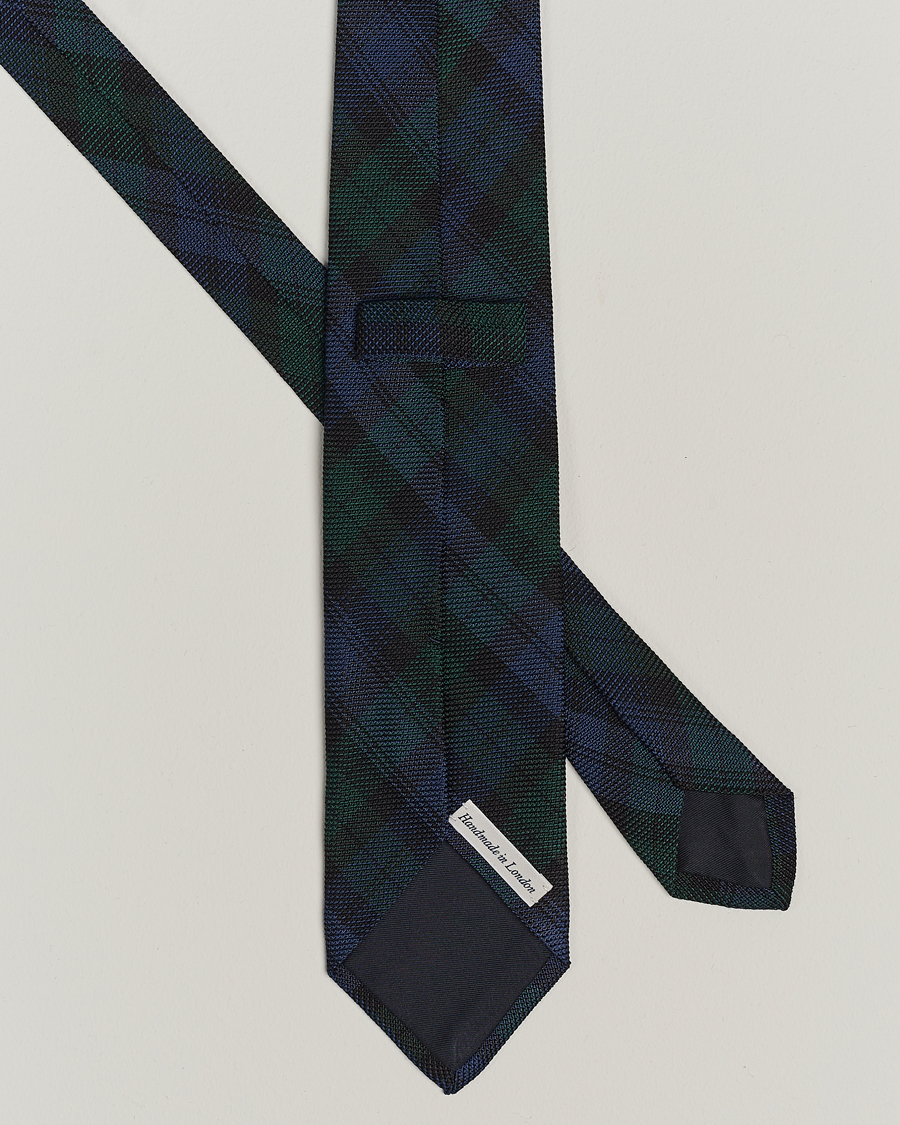 Herr | Accessoarer | Drake\'s | Silk Fine Grenadine Handrolled 8 cm Tie Blackwatch