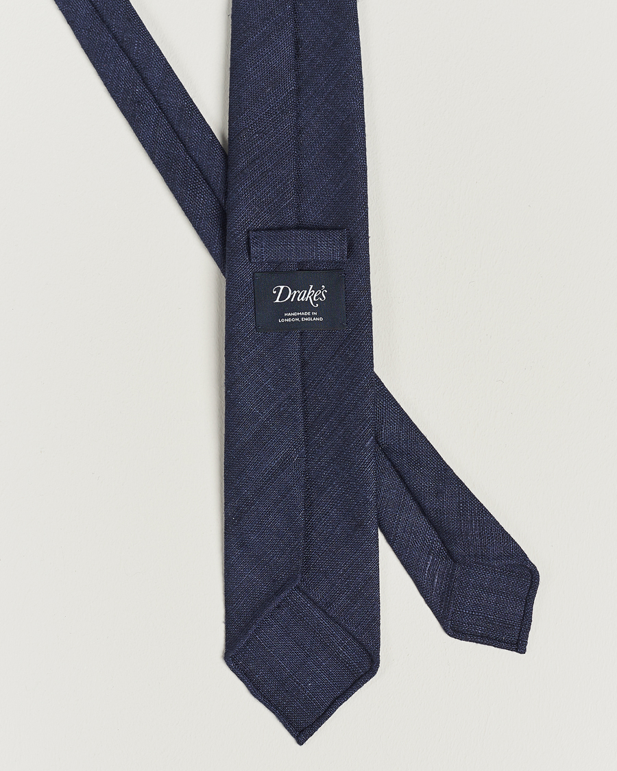 Herr | Accessoarer | Drake\'s | Tussah Silk Handrolled 8 cm Tie Navy