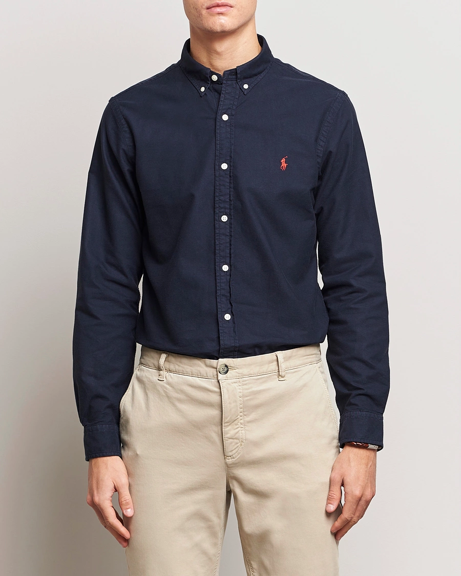 Herr |  | Polo Ralph Lauren | Slim Fit Garment Dyed Oxford Shirt Navy