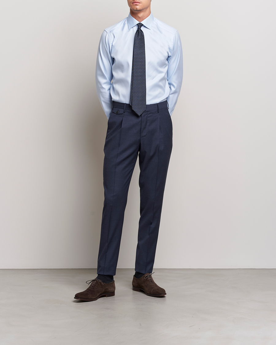 Herr | Businesskjortor | Eton | Slim Fit Textured Twill Shirt Blue