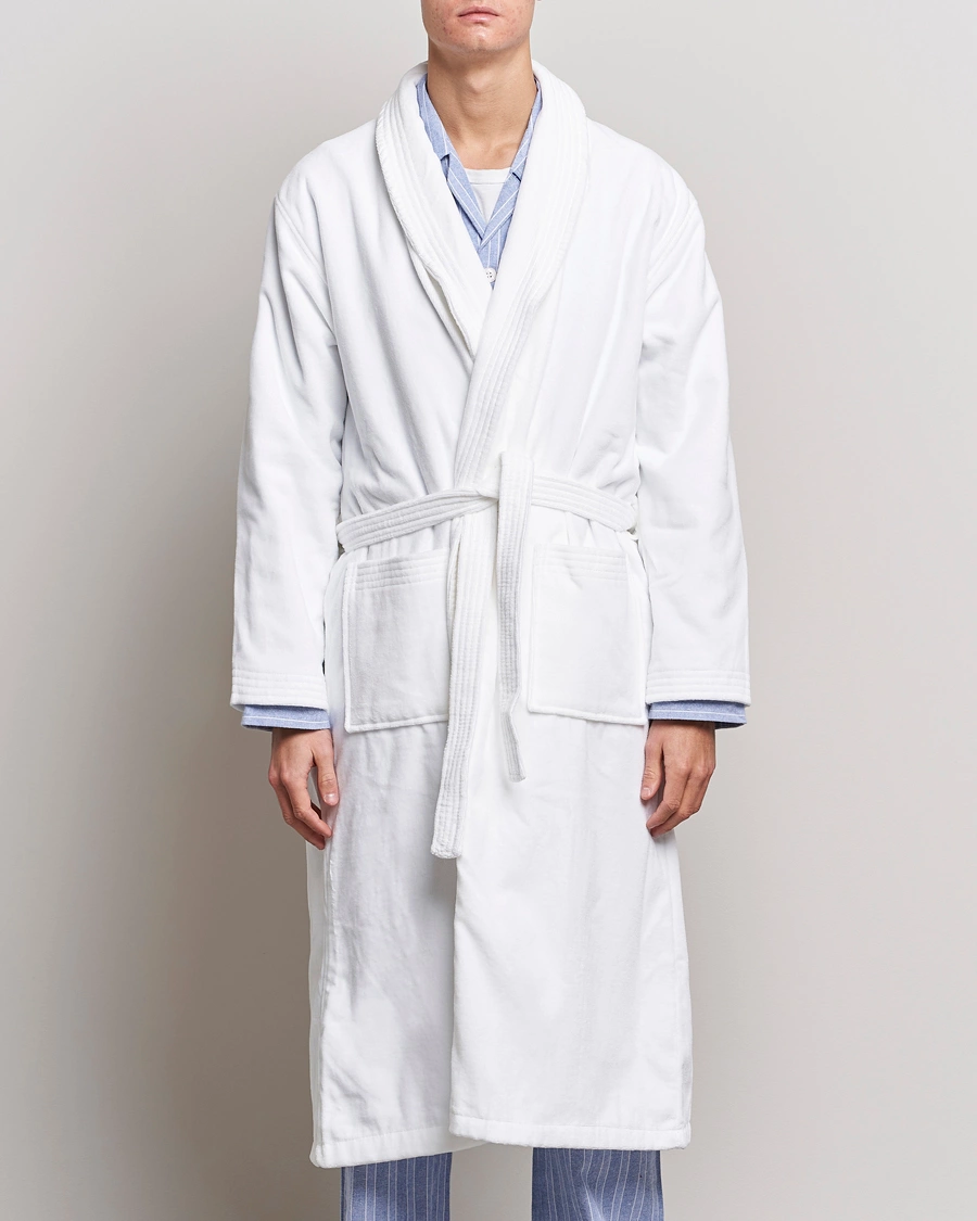 Herr | Morgonrockar | Derek Rose | Cotton Velour Gown White