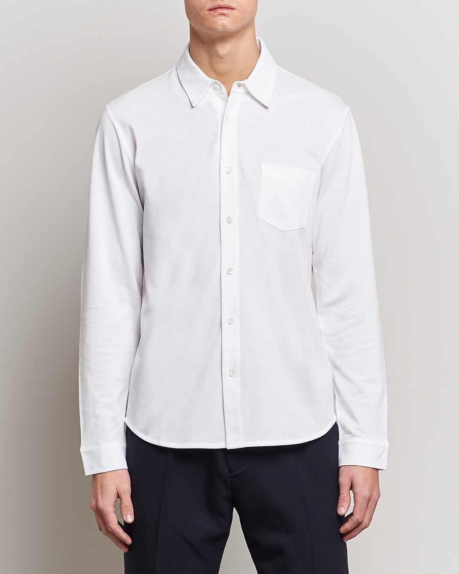 Herr | Kläder | Sunspel | Long Sleeve Pique Shirt White